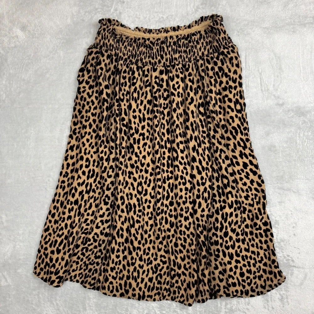 Kate‎ Spade New York Leopard Animal Print Smocked Midi Skirt XL